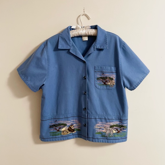 VINTAGE 80s Safari Chambray Shirt - Picture 1 of 5